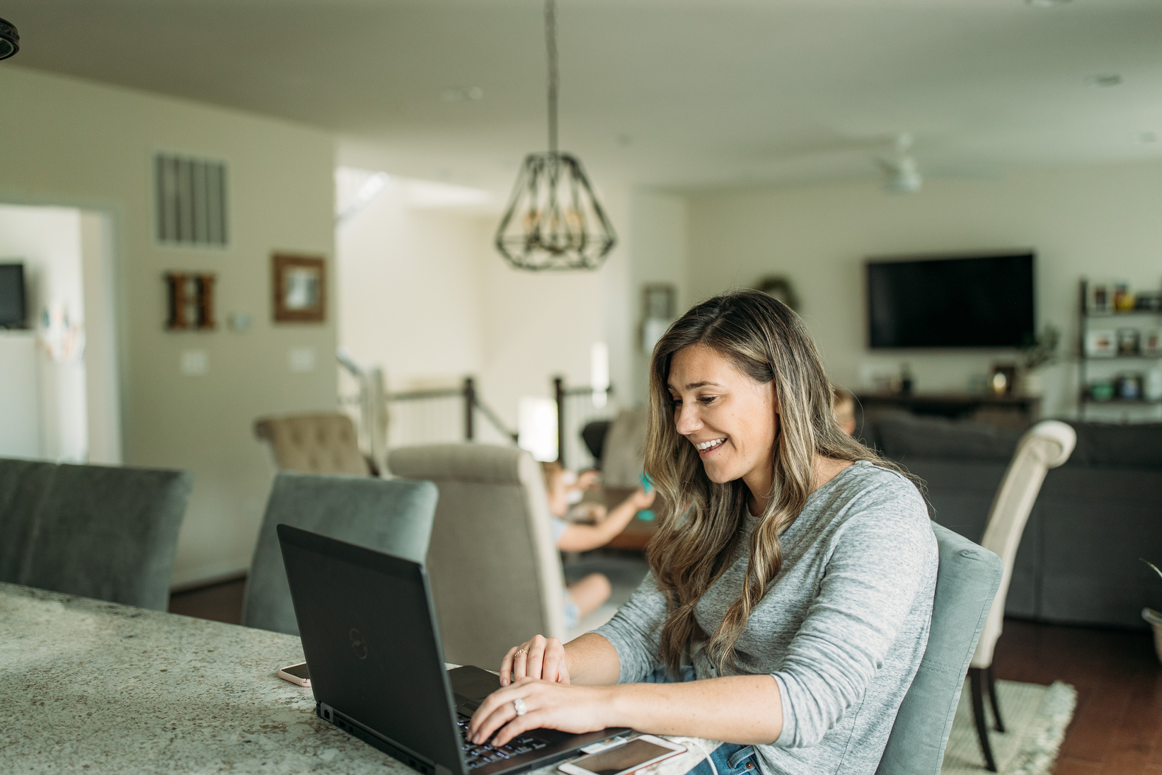 Happy Woman Working From Home